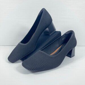 VIVAIA Melody Square Toe Heel Women's 40.5 Size 9-9.5 Black Knit Block Chunky